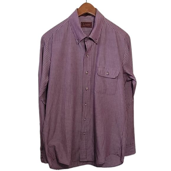 VNTG 1984 Levi’s Burgundy Stripe Button Shirt L Retro Cowboy Rodeo Westerncore - Picture 6 of 9